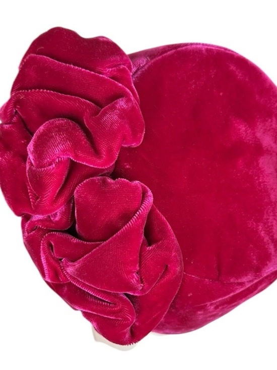 Vintage Carson Pirie Scott Hot Pink Velvet Ruffled Pillbox Hat Mid Century Chic main image 5